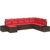 vidaXL Tuinbank Set 8 st Bruin poly rattan