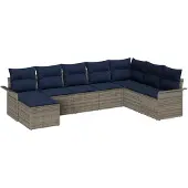 vidaXL Tuinbank Set 8 st Lichtgrijs Poly rattan