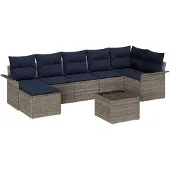 vidaXL Tuinbank Set 8 st Grijs poly rattan