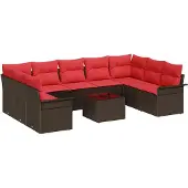 vidaXL Tuinbank Set 10 st Bruin poly rattan