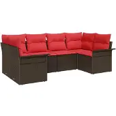 vidaXL Tuinbank Set 6 st Bruin Poly rattan