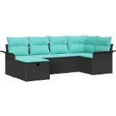 vidaXL Tuinbank Set 6 st Poly rattan