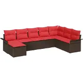 vidaXL Tuinbank Set 8 st Beige Poly rattan