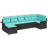 vidaXL Tuinbank Set 7 st Poly rattan