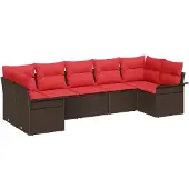 vidaXL Tuinbank Set 7 st Bruin Poly rattan