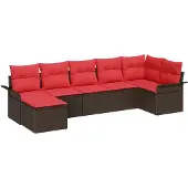 vidaXL Tuinbank Set 7 st Beige poly rattan