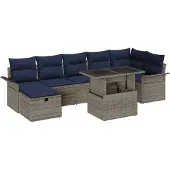 vidaXL Tuinbank Set 8 st Grijs poly rattan