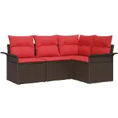 vidaXL Tuinbank Set 4 st Bruin poly rattan