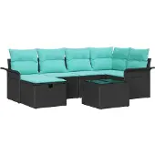 vidaXL Tuinbank Set 7 st Poly rattan