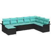 vidaXL Tuinbank Set 8 st Zwart Poly rattan