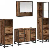 vidaXL Badkamermeubel Set 4 st Oud Hout 80 x 33 x 60 cm Bewerkt hout