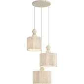 QAZQA Japandi hanglamp beige met linnen kap 3-lichts - Fedde