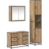 vidaXL Badkamermeubel Set 3 st Artisan Eiken 80 x 33 x 60 cm
