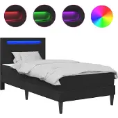 vidaXL Bedframe met LED-stripverlichting Zwart 90 x 190 cm Kunstleer