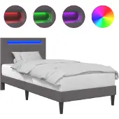 vidaXL Bedframe met LED-stripverlichting Grijs 90 x 190 cm Kunstleer