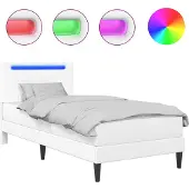 vidaXL Bedframe met LED-stripverlichting Wit 80 x 200 cm Kunstleer