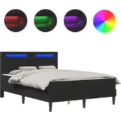 vidaXL Bedframe met LED-stripverlichting Zwart 160 x 200 cm Kunstleer