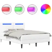 vidaXL Bedframe met LED-stripverlichting Wit 140 x 190 cm Kunstleer