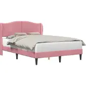 vidaXL Bedframe met hoofdeinde Roze 120 x 190 cm Fluweel