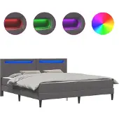 vidaXL Bedframe met LED-stripverlichting Grijs 180 x 200 cm Kunstleer