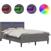 vidaXL Bedframe met LED-stripverlichting Grijs 120 x 190 cm Kunstleer