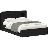 vidaXL Bedframe met opbergruimte en hoofdbord Zwart 150 x 200 cm