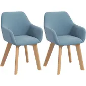 HOMCOM Eetkamerstoel - Polyesterstof met fluweeleffect - 54x57x80cm - Blauw
