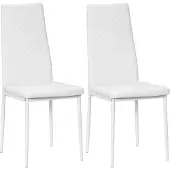 HOMCOM Eetkamerstoel - Synthetische bekleding - 41x50x97cm - Wit