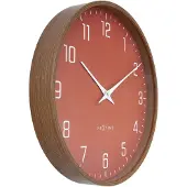 Nextime Wandklok 30cm-Stil-Donker houtpatroon/Klei-Plastic-'Lyra'