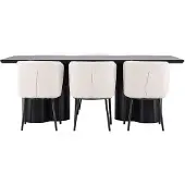 Ebuy24 Olivia eethoek tafel 100x210cm en 6 bouclé stoelen zwart.
