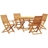 vidaXL Tuin Eettafel Set 5 st Bruin Massief Acacia Hout