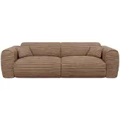 Vente-unique Vierzitsslaapbank express in taupe ribfluweel - Slaapoppervlak 160 cm - Matras 13 cm traagschuim POGNIA