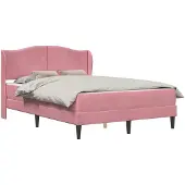 vidaXL Bedframe met hoofdeinde Roze 140 x 200 cm Fluweel