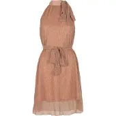 Freebird Dames Jurken F-jer-plisse-lurex-26-2 - Beige - Maat XS