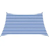 vidaXL Zonneschaduwzeil 3 / 4 x 2 m HDPE Rechthoekig Blauw en Wit