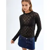 Busem Kanten Slim Fit Ronde Hals Blouse