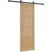 vidaXL Schuifdeur Naturel en Zwart 73,5 x 211 cm Massief grenenhout