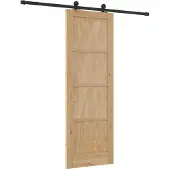vidaXL Schuifdeur Naturel en Zwart 73,5 x 211 cm Massief grenenhout