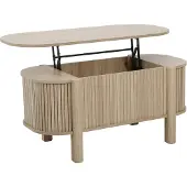 Oviala - Salontafel met opklapbaar blad 100x48 cm ovaal lichte houtnerf - Clover