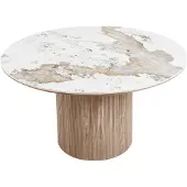 Ebuy24 Eettafel Athens Keramisch Wit/Bruin ø140cm