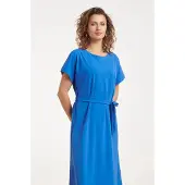 Smashed Lemon Travel midi jurk met ceintuur en korte mouwen |