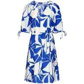 Smashed Lemon Blauw en wit korte jurk met abstracte bloemenprint |