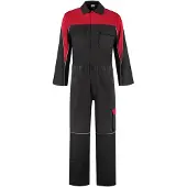 Bestex Overall Polyester/Katoen met verdekte rits 2-kleuren 50 / Zwart-Rood