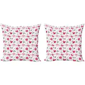 Abakuhaus Bloemenkussenhoes – 2x40x40 cm – Dubbelzijdig bedrukt – Microvezel Roze