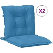 vidaXL Stoelkussens 2 st lage rug 100x50x7 cm stof gemêleerd blauw