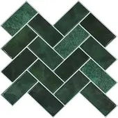 vidaXL Visgraat Tegel 10 st Donkergroen 30 x 30 cm Polyurethaan en PET