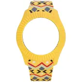 Super Merchant Watx & Colors COWA3027 - Horlogeband / Behuizing - Ø 43 mm compatibel - Geel (Etnisch Patroon) - Siliconen