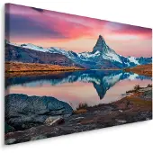 Karo-art Schilderij - Ochtend in de Zwitserse Alpen, 5 maten, Premium Print