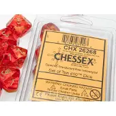 Chessex Gemini Doorschijnend Rood-Geel-Goud Dobbelsteen Set (10 stuks)