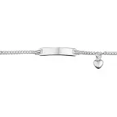 The Jewelry Collection Zilver Gerhodineerde Graveerarmband hart 4 1329663 13 cm